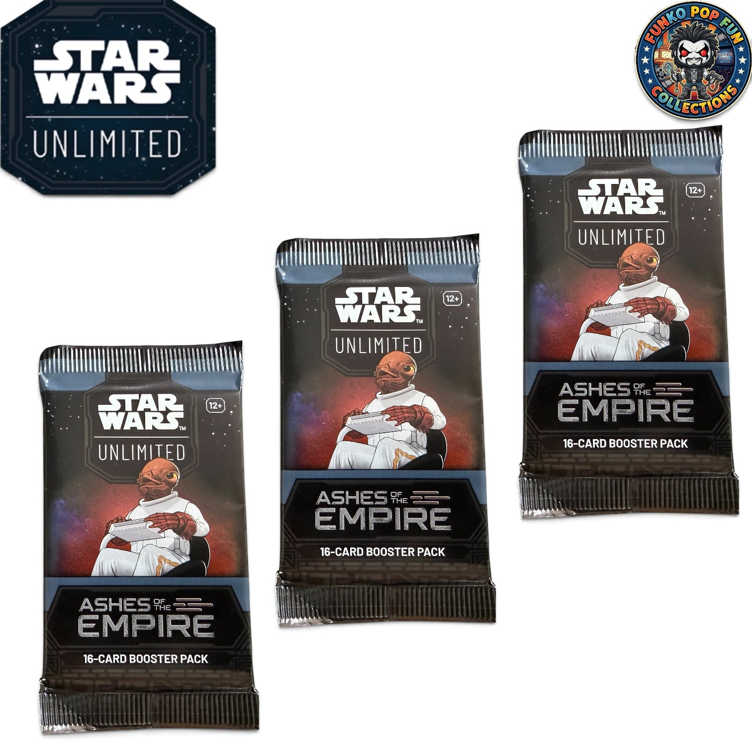 3x Star Wars Unlimited Ashes of the Empire Booster Pack Set.