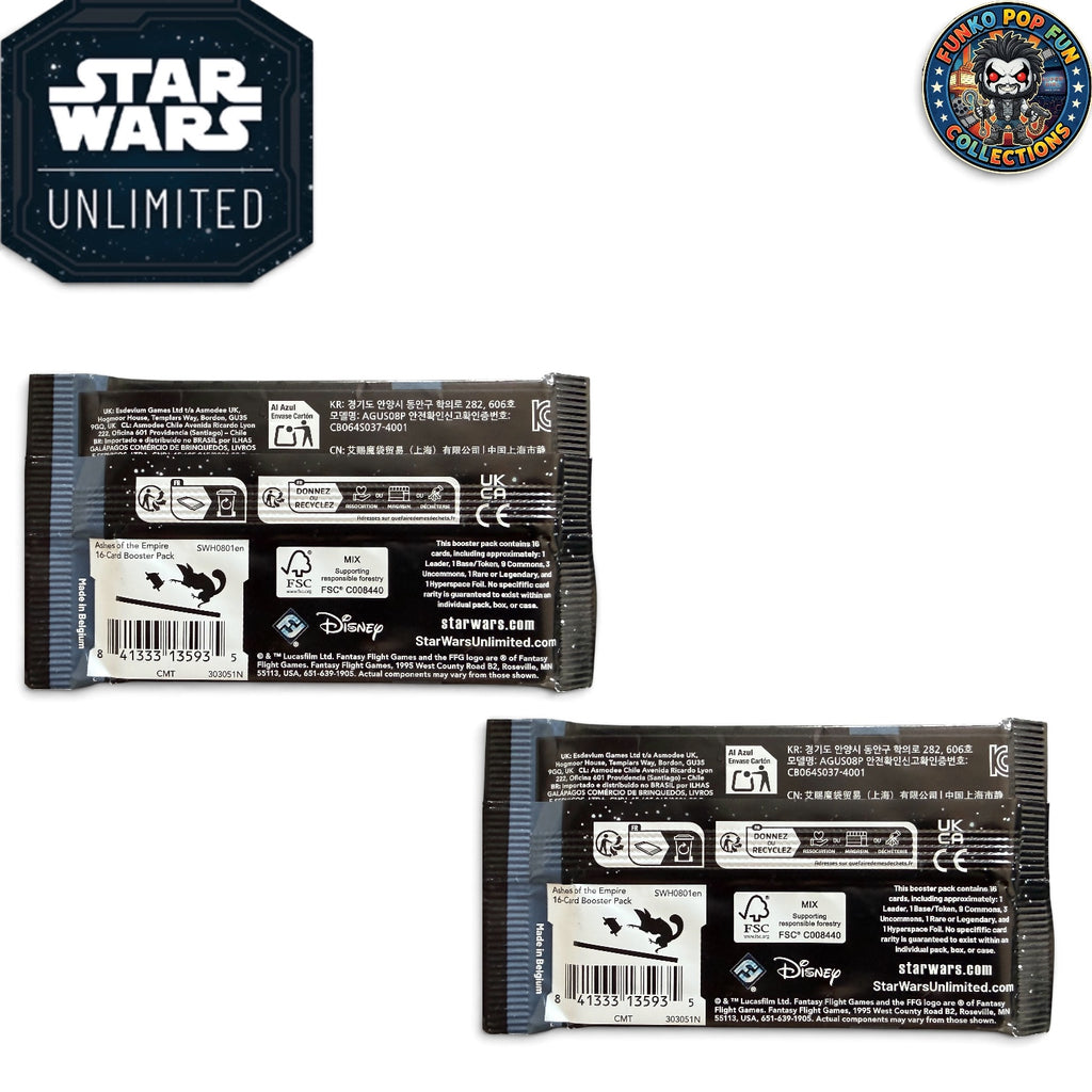 2x-Star Wars Unlimited Sleeved Booster pack - Ashes of the Empire.